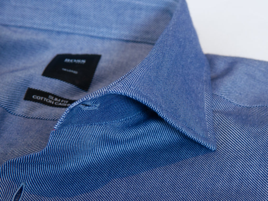 Hugo Boss Tailored Blue Slim Fit Cotton Cashmere Shirt