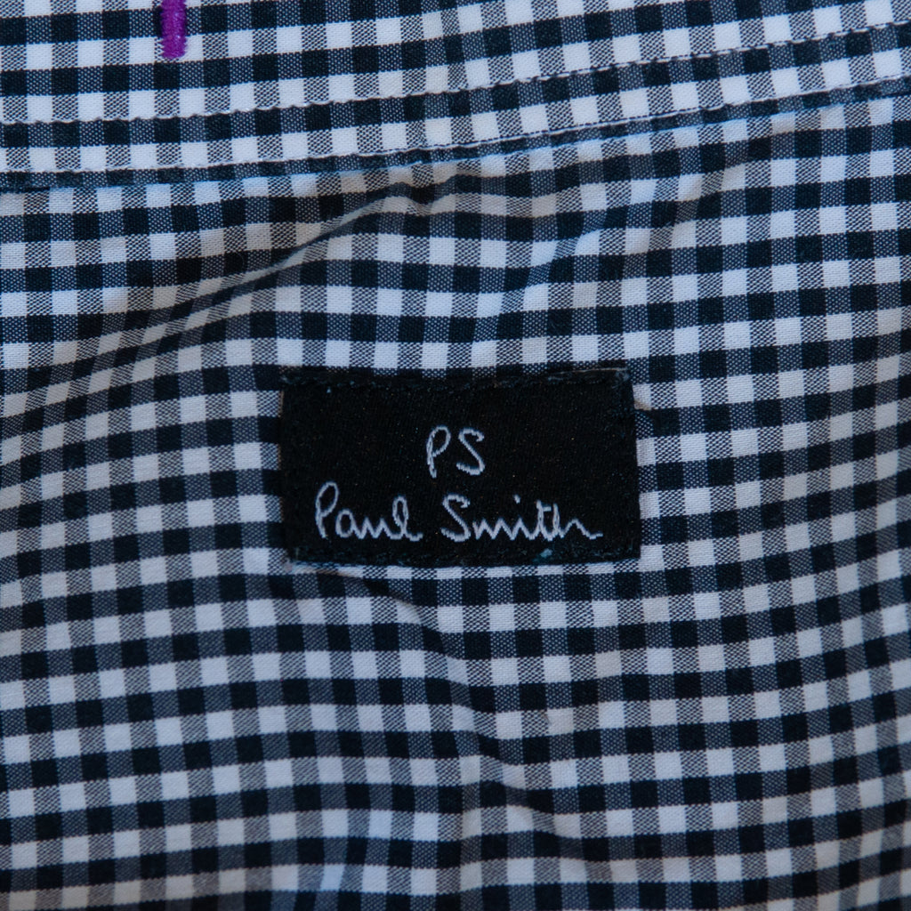 Paul Smith Black and White Check Stretch Dress Shirt