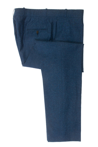 Sam Abouhassan Navy Blue Speck Weave Wool-Linen Pants