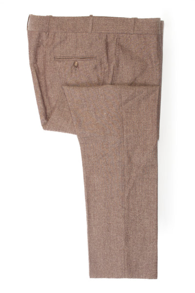 Sam Abouhassan Brown Weave Wool-Linen Pants