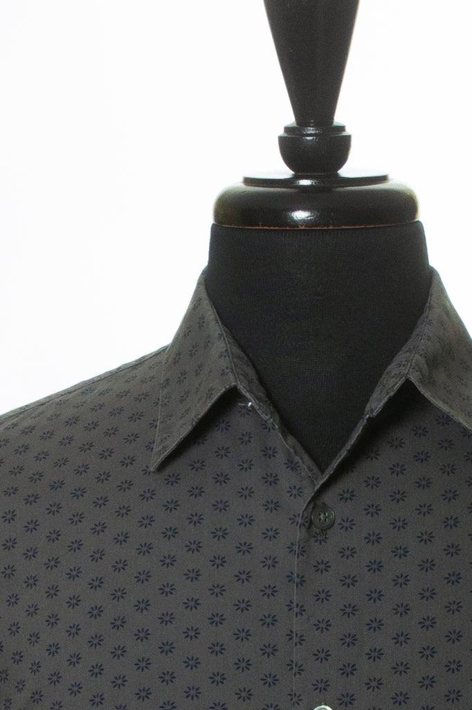 John Varvatos Dark Grey Floral Print Shirt