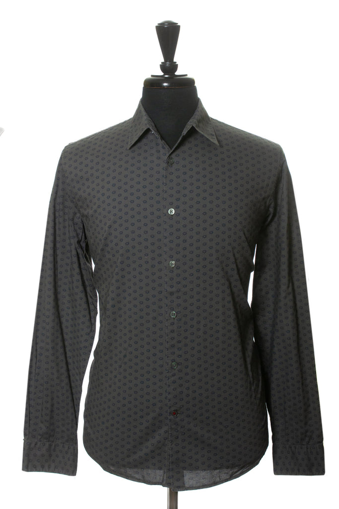 John Varvatos Dark Grey Floral Print Shirt