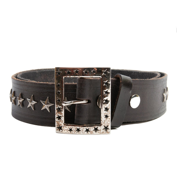 King Baby Studio Star Studded Black Leather Belt