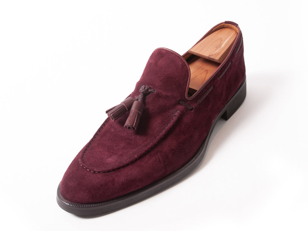 Di Bianco Wine Red Suede Tassel Loafers