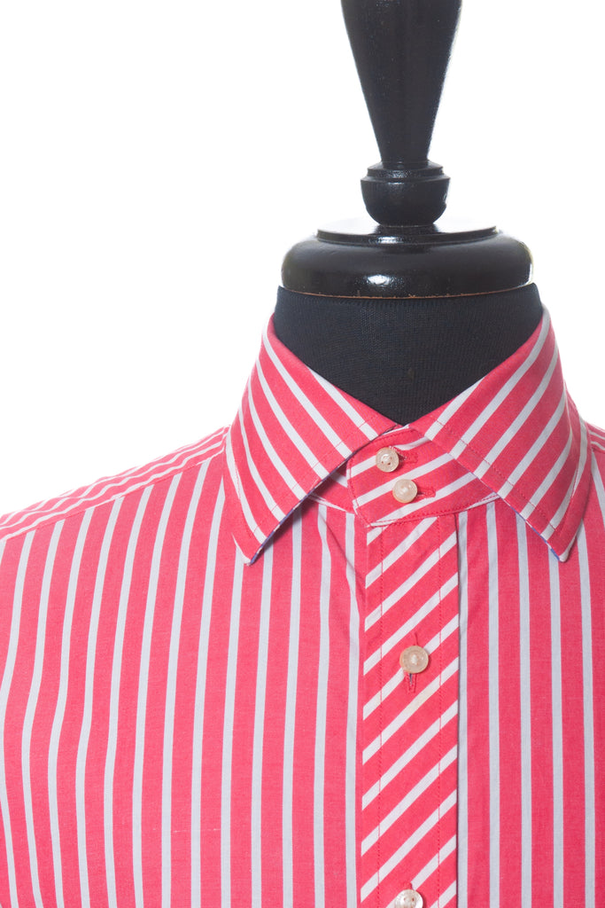 Robert Graham Bold Coral Pink Striped Shirt