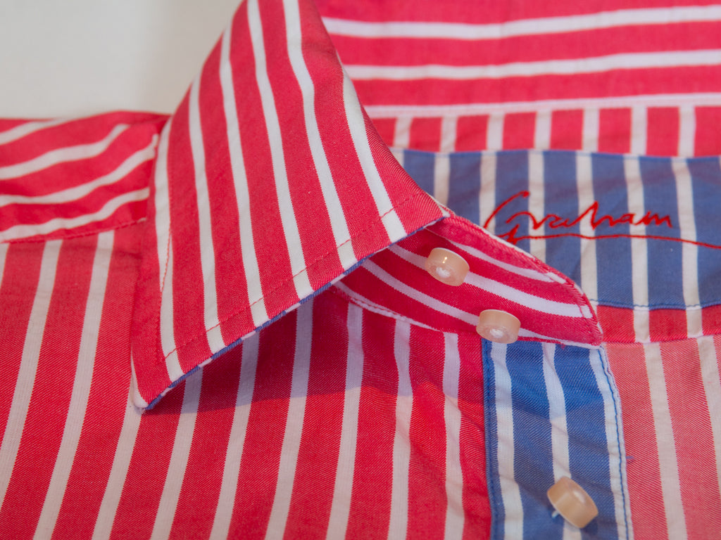 Robert Graham Bold Coral Pink Striped Shirt