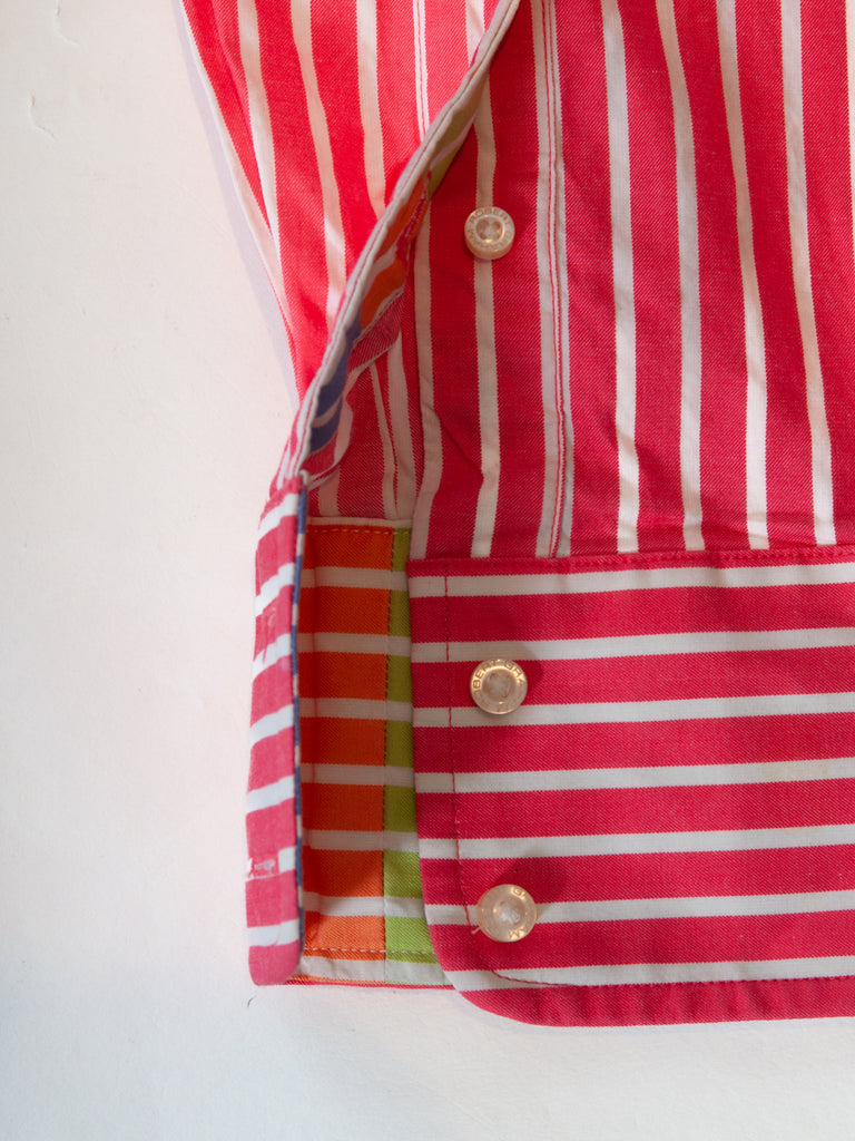 Robert Graham Bold Coral Pink Striped Shirt