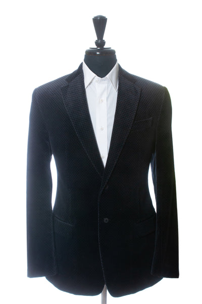 Emporio Armani G-Line Black Patterned Velvet Blazer