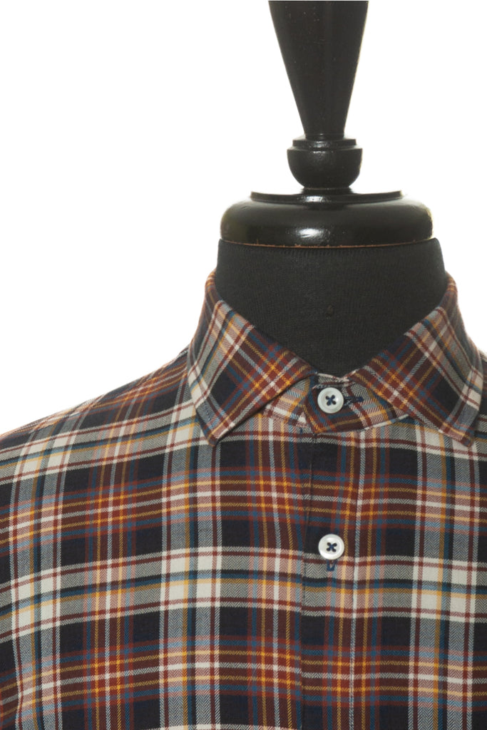 Billy Reid Brown Check Standar Cut Shirt