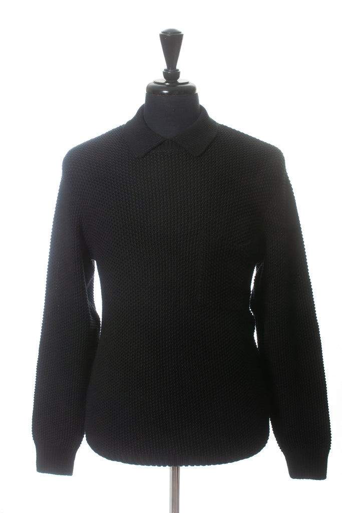 Noah Black Collared Waffle Knit Sweater