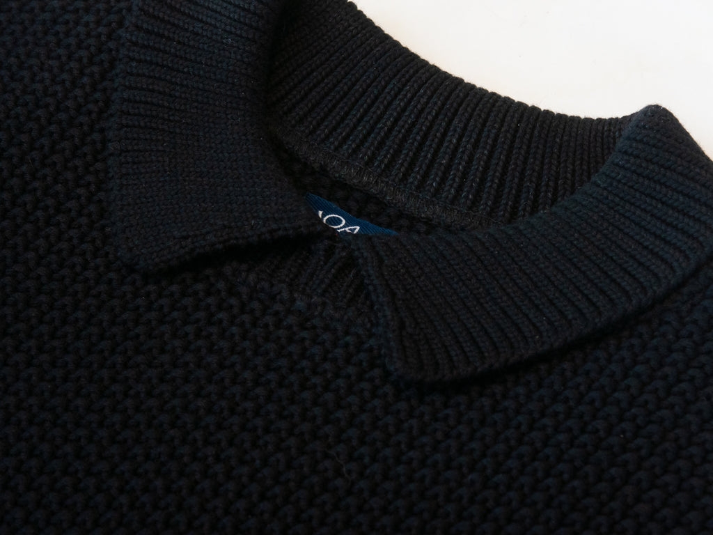 Noah Black Collared Waffle Knit Sweater