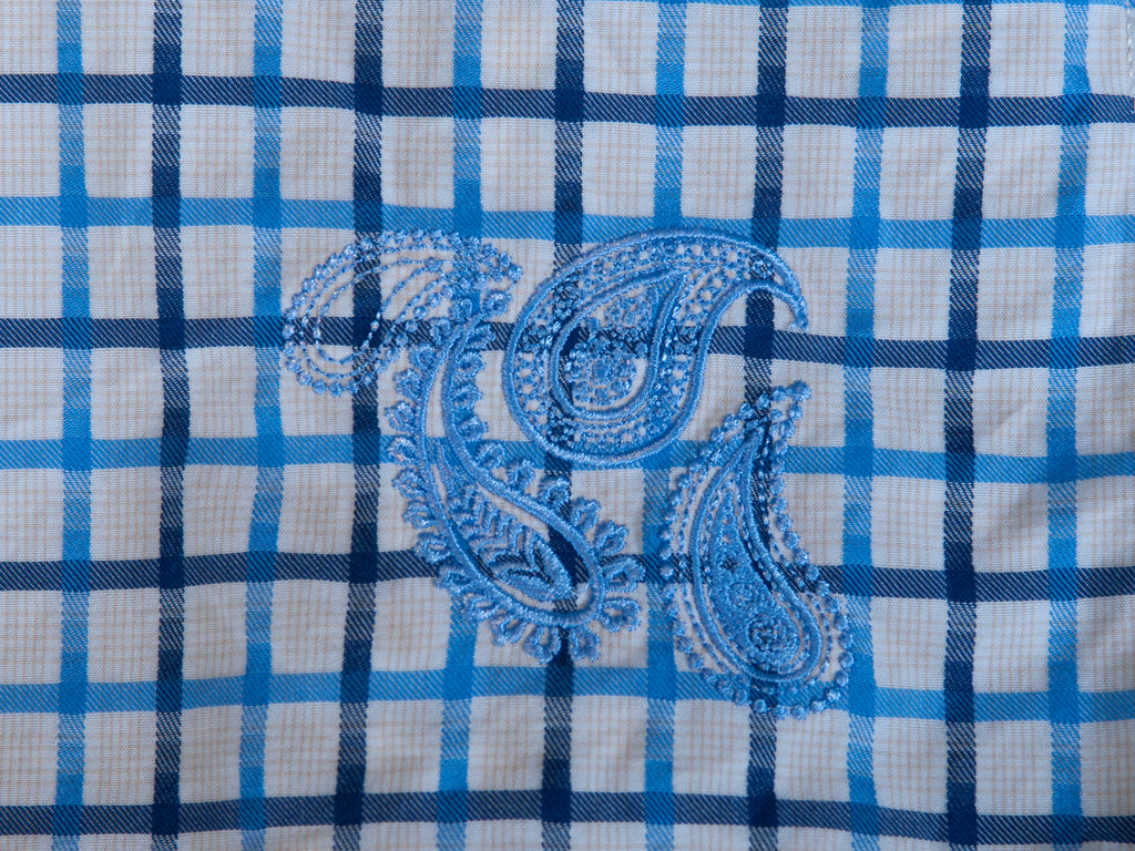 Robert Graham Blue on White Check Short Sleeve Shirt