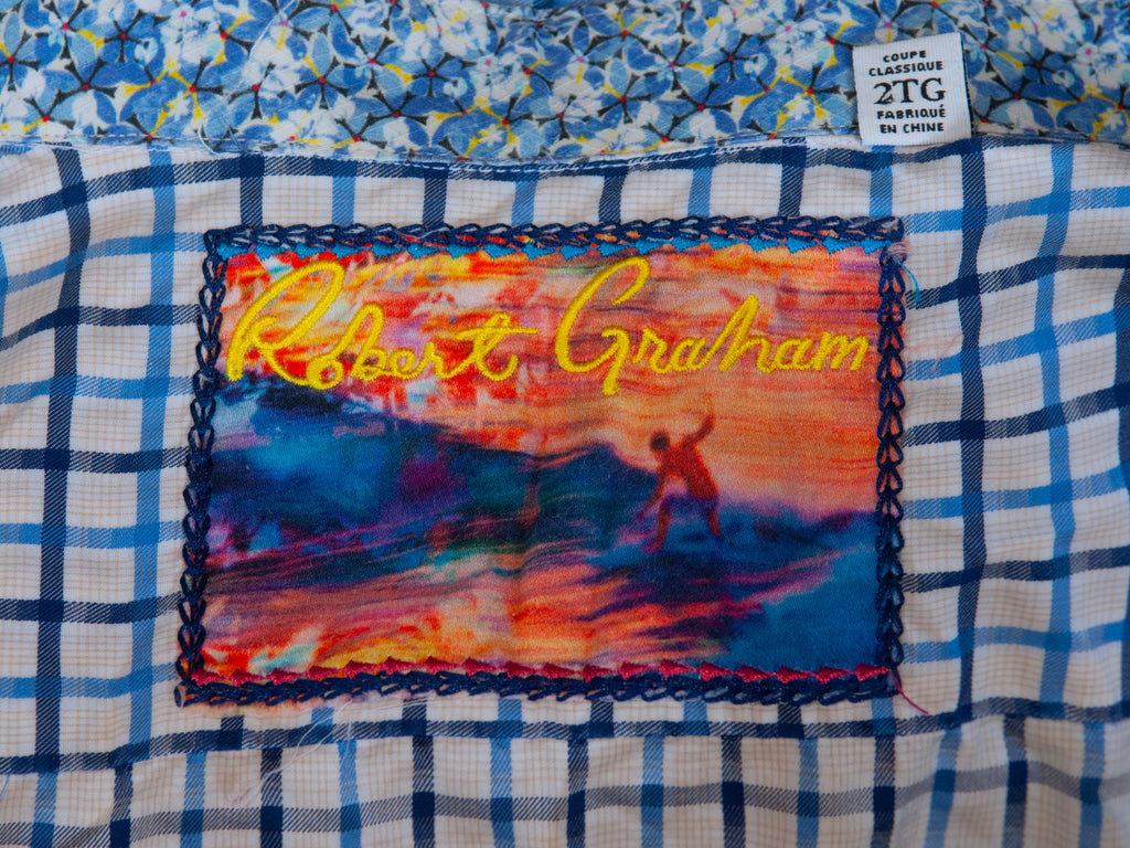 Robert Graham Blue on White Check Short Sleeve Shirt