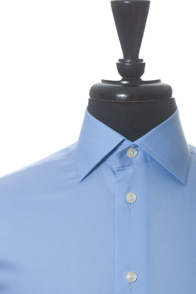 Eton Medium Blue Slim Fit Satin Twill Shirt