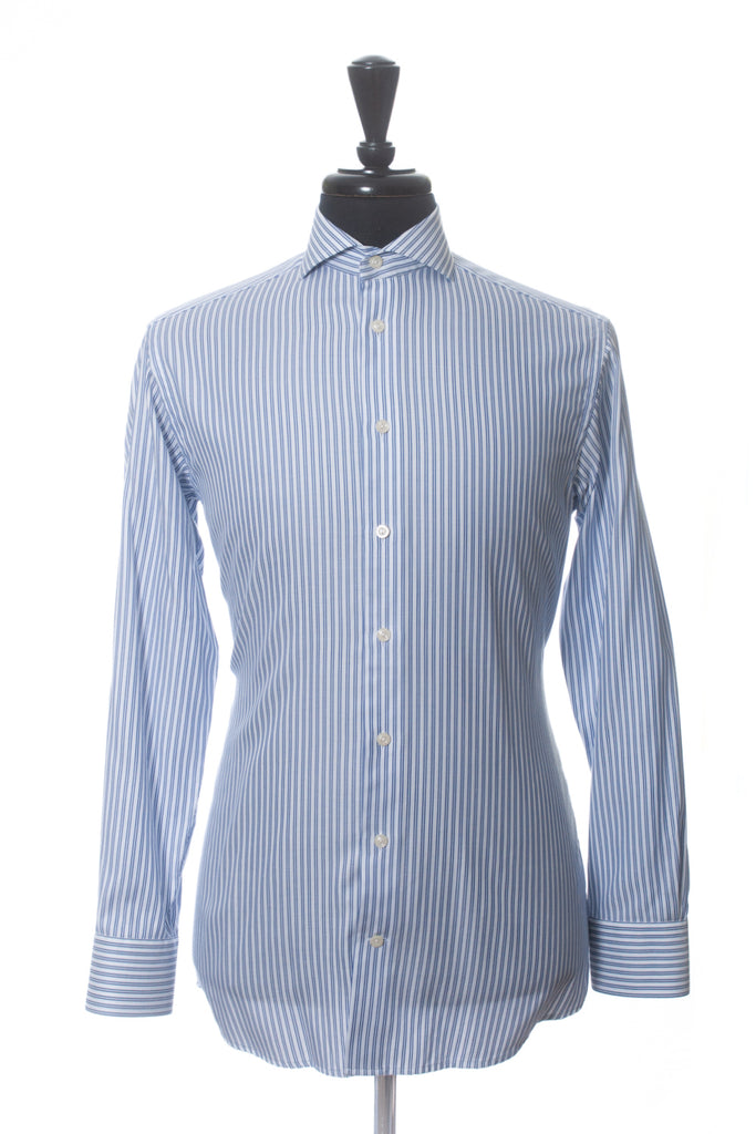 Eton Blue Striped Slim Fit Dobby Shirt