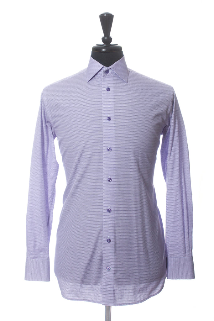 Eton Purple Geometric Print Slim Fit Poplin Shirt