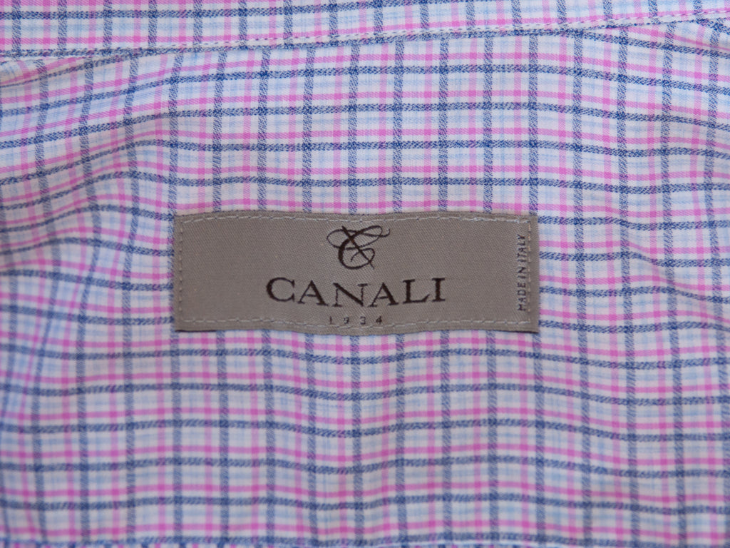 Canali 1934 Pink and Blue Check Dress Shirt