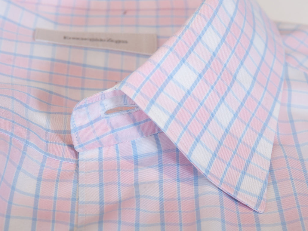 Ermenegildo Zegna Pink Check Dress Shirt