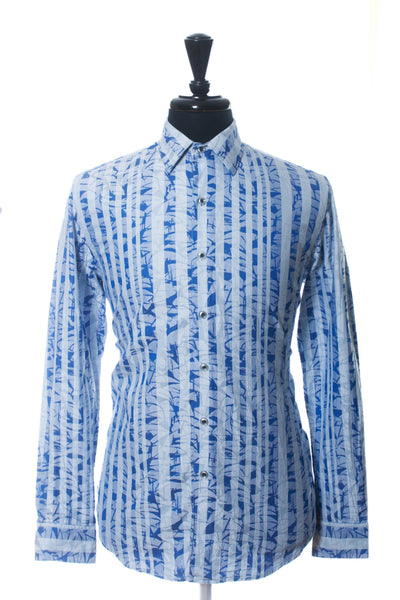 Robert Graham Blue Patterned Stripe Classic Fit Shirt