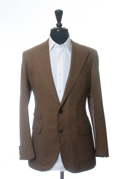 Camoshita United Arrows Brown Check Peak Lapel Blazer