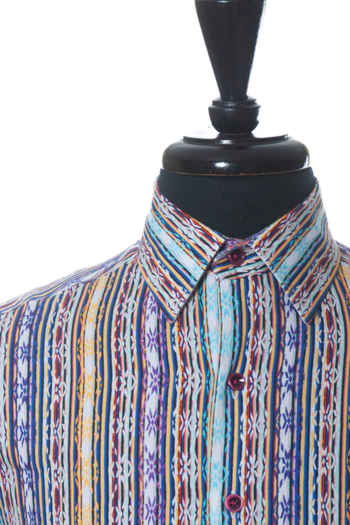 Robert Graham Bold Multi Colored Patterned Stripe Shirt