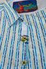 Robert Graham Blue and Yellow Patterned Stripe Shirt