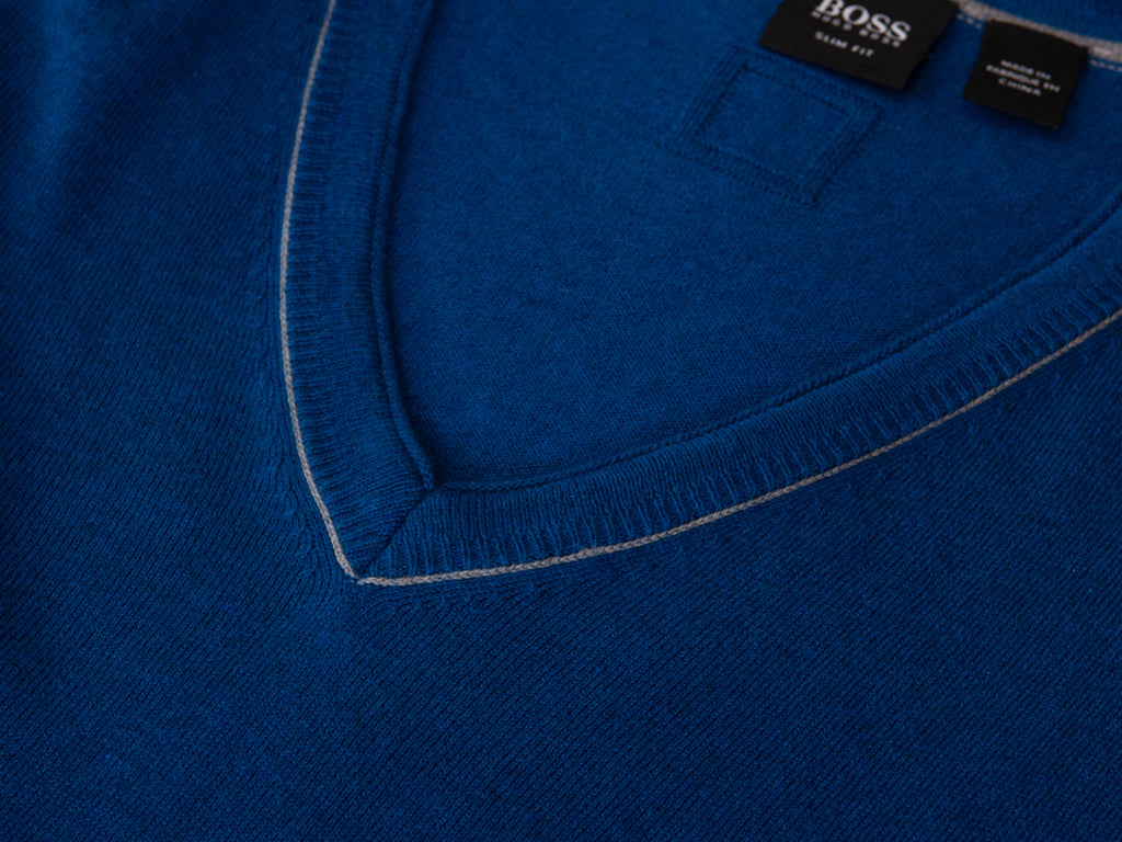 Hugo Boss Royal Blue Slim Fit V-Neck Sweater