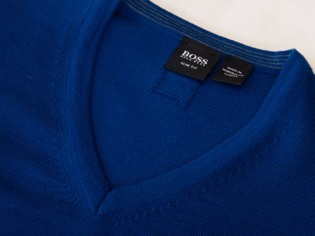 Hugo Boss Royal Blue Slim Fit V-Neck Sweater