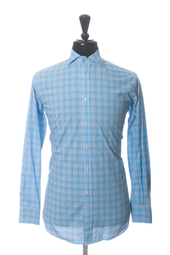 Etro Blue Check Dress Shirt