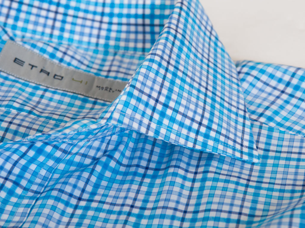 Etro Blue Check Dress Shirt