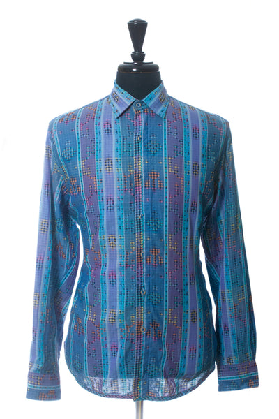 Robert Graham Blue Check Reversible Classic Fit Shirt