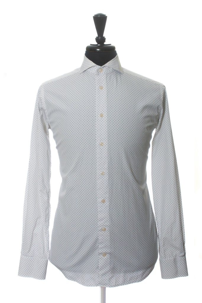 Eton White Print Slim Fit Dress Shirt