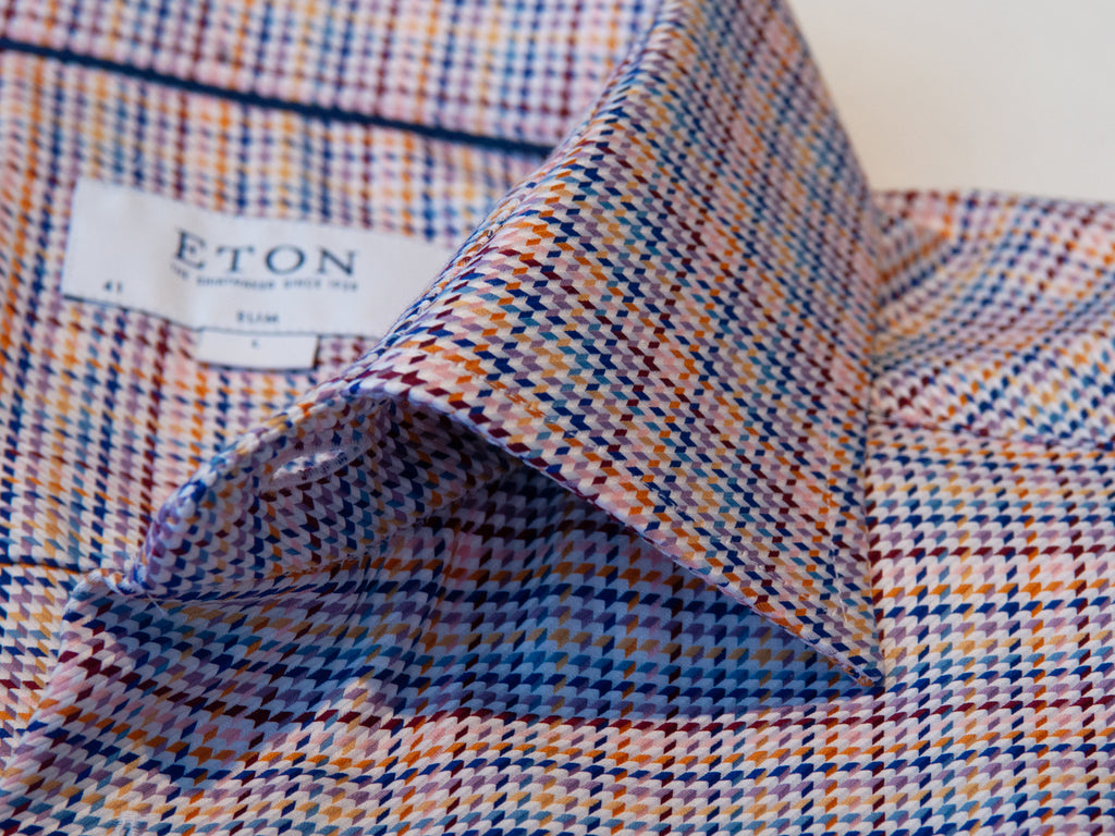 Eton Multi Check Textured Twill Slim Fit Shirt