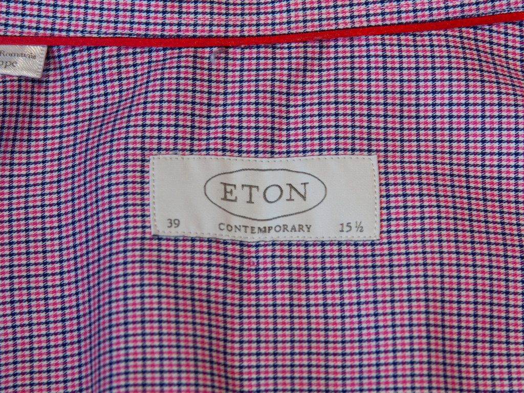 Eton Pink Check Contemporary Fit Shirt