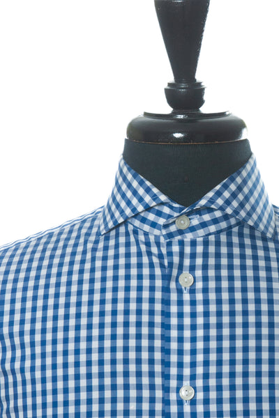 Eton Blue Gingham Check Slim Fit Poplin Shirt