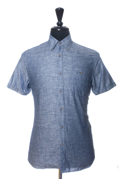 Ted Baker Blue Freshyo Linen Blend Short Sleeve Shirt