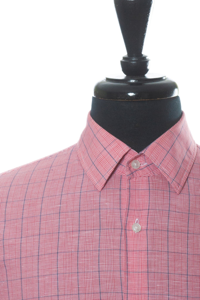 Hugo Boss Red Check Regular Fit Linen Blend Enzo Shirt