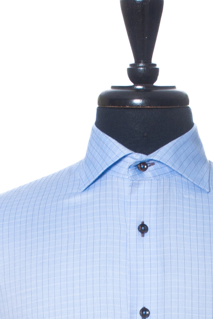 Oscar of Sweden Blue Check Wrinkle Free Shirt