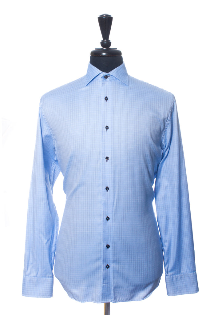 Oscar of Sweden Blue Check Wrinkle Free Shirt