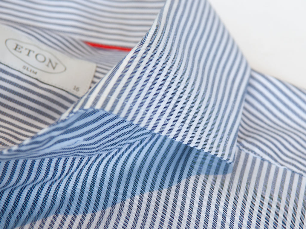 Eton Grey Striped Slim Fit Oxford Shirt