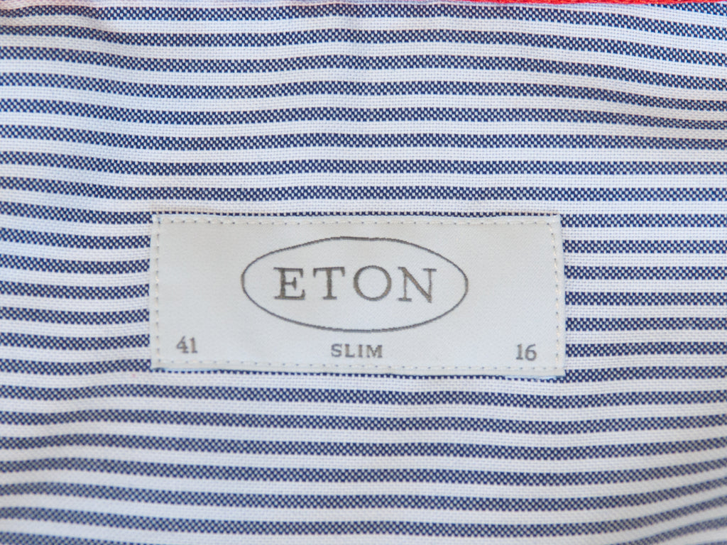 Eton Grey Striped Slim Fit Oxford Shirt