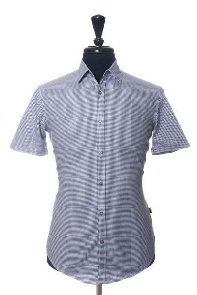 Hugo Boss Grey Check Slim Fit Ronn Short Sleeve Shirt