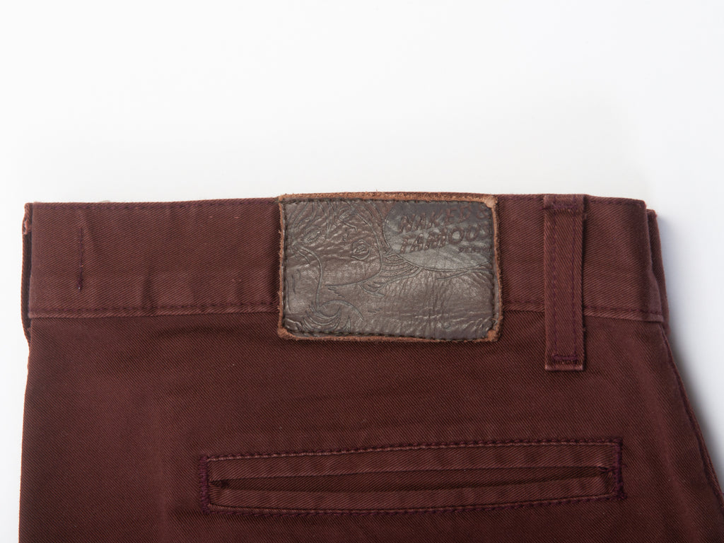 Naked & Famous Burgundy Stretch Slim Chino Pants