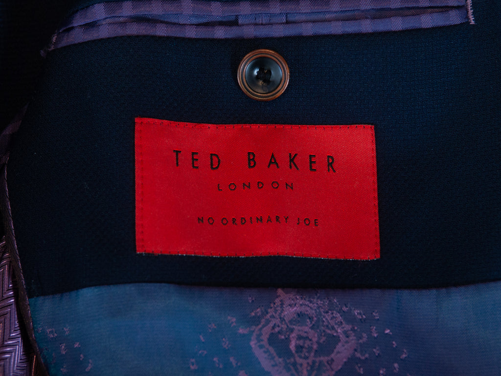 Ted Baker Navy Blue Wool Travel Blazer