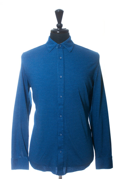 Robert Graham Blue Geometric Weave Jersey Classic Fit Shirt