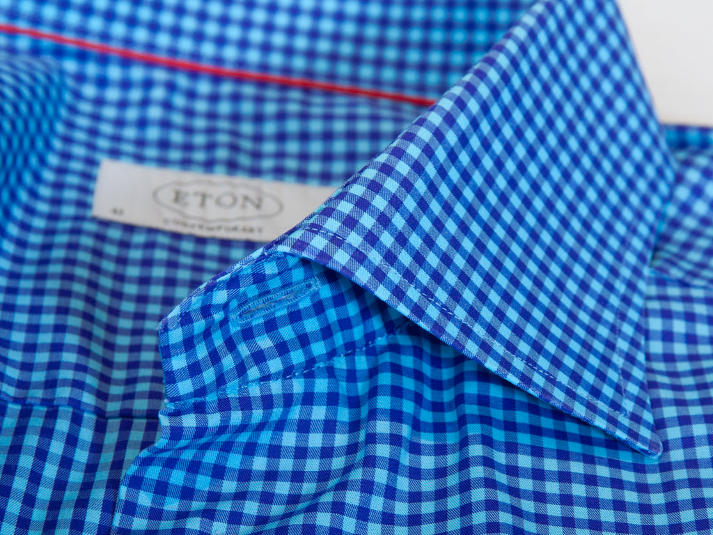 Eton Blue Check Contemporary Fit Shirt