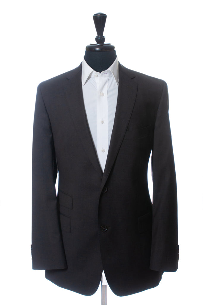 Hugo Boss Dark Brown Microcheck Stretch Wool Edison2 Power Suit