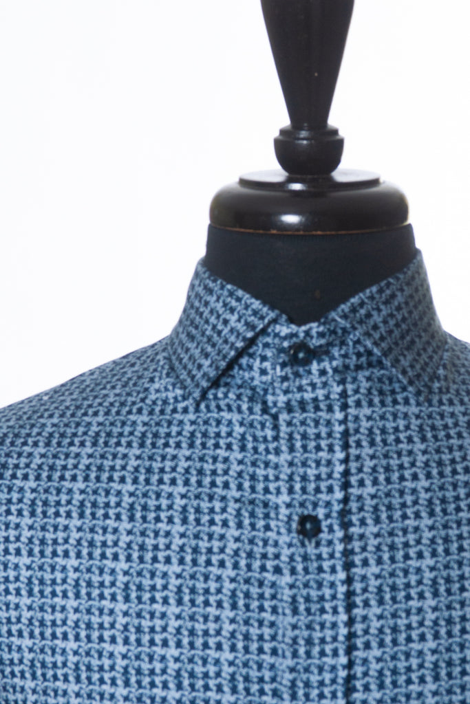 Robert Graham Modern Americana Blue Messy Houndstooth Print Shirt