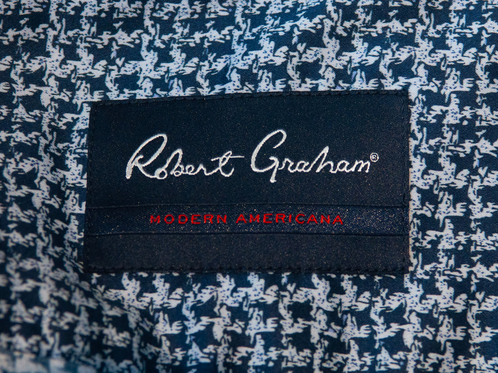 Robert Graham Modern Americana Blue Messy Houndstooth Print Shirt