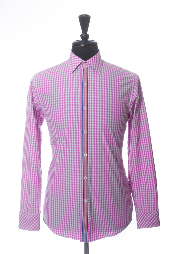 Bugatchi Pink Check Shaped Fit Shirt